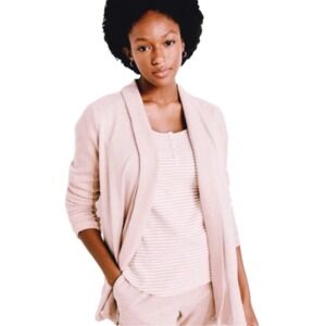 Talbots Shawl Collar Open Front Cardigan Womens M Dusty Pink Knit Sweater Preppy